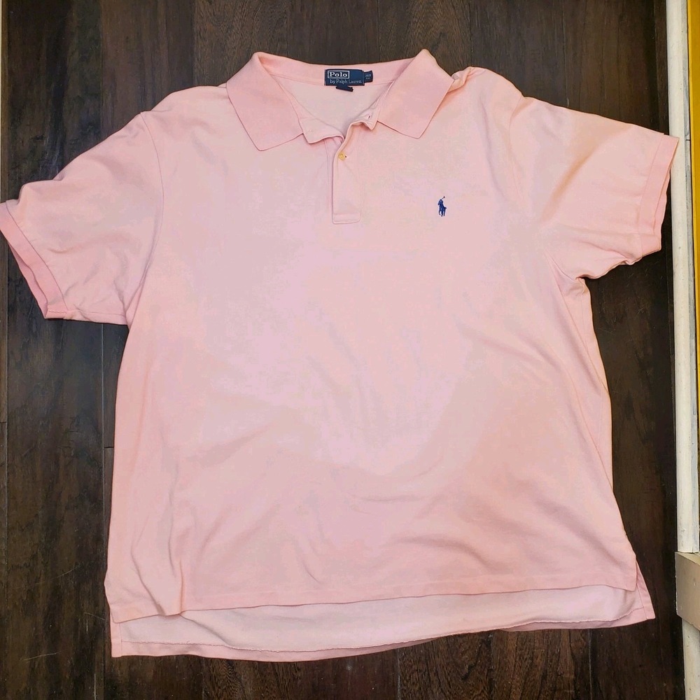 Polo Ralph Lauren Polo Mens 3XB Pink Custom Fit Blue Pony Logo Preppy Shirt
